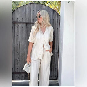 One Loved Babe Champagne Plisse Set